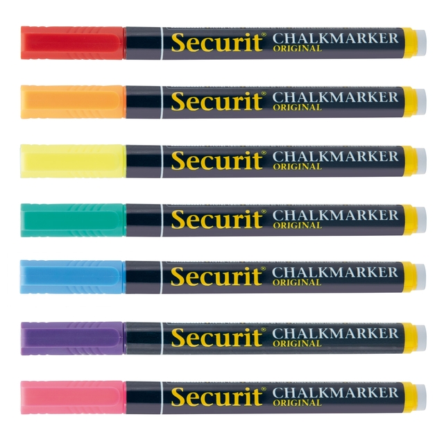 Krijtstift Securit SMA-100 rond ass 1-2mm blister à 7 stuk