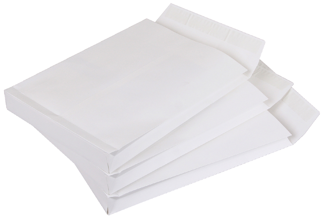 Envelope Quantore sample bag 262x371x38mm self-adhesive white 125 pieces