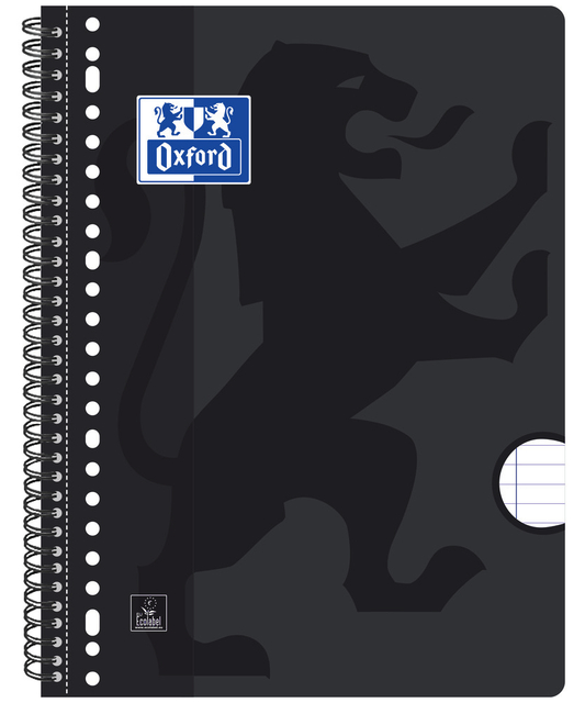 Oxford School A4+ Soft Card Cover Twin Wire 4 Holes Collegeblock Ruled 180 Pages Black Scribzee® Compatibl