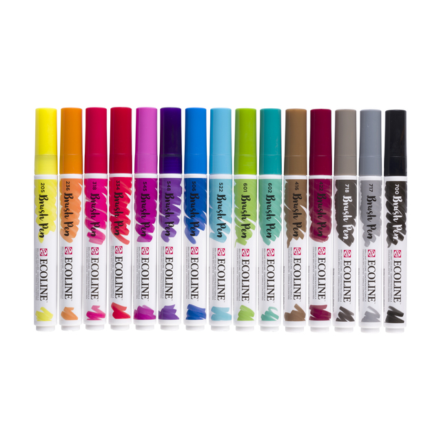 Brushpen Talens Ecoline set á 15 stuks assort