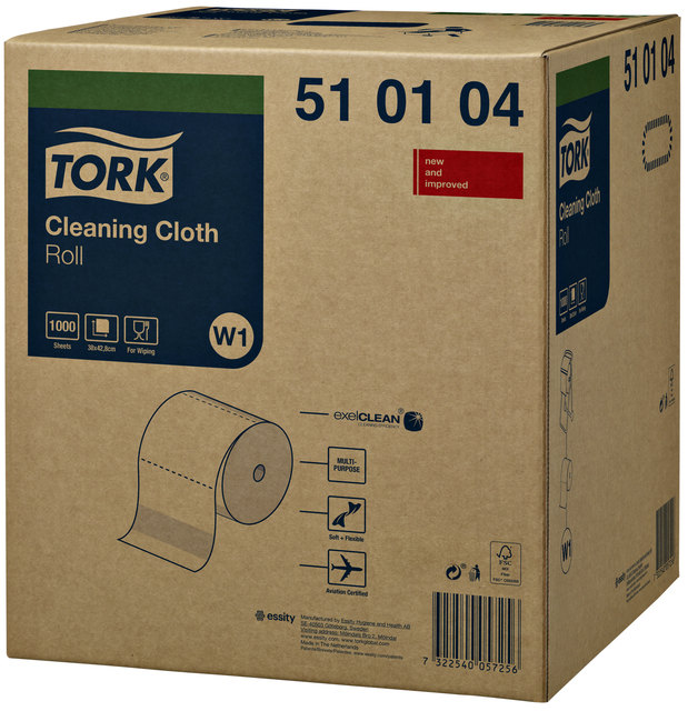 Cleaning cloth Tork W1 reusable nonwoven 1000 sheets white 510104