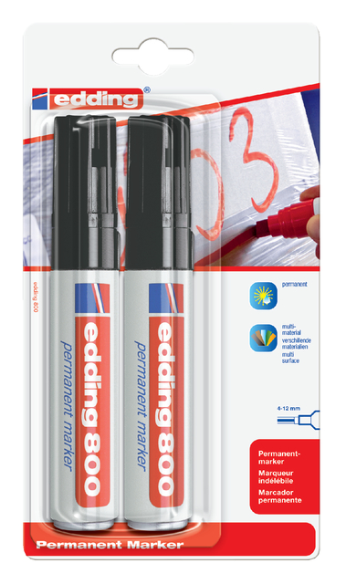 edding 800 permanent marker blister of 2 black