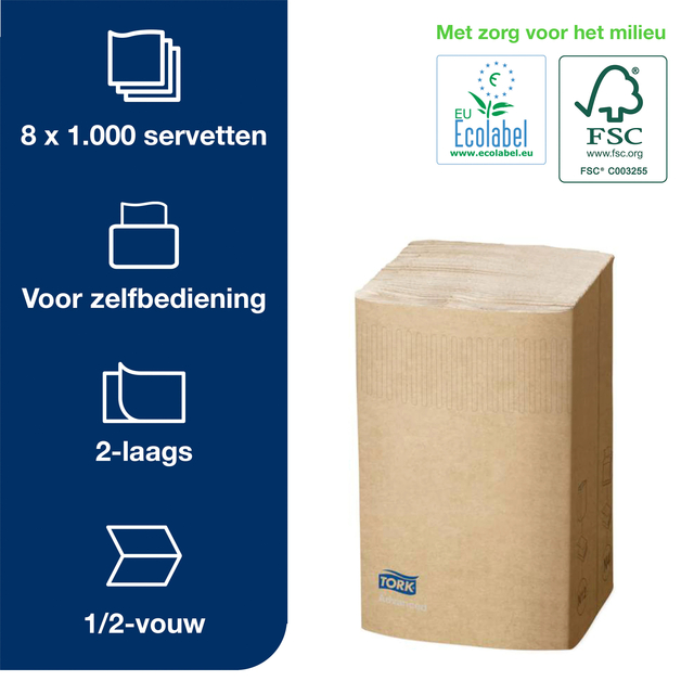 Napkins Tork Xpressnap® 1/2 ply 2-ply 1000pcs natural 1288