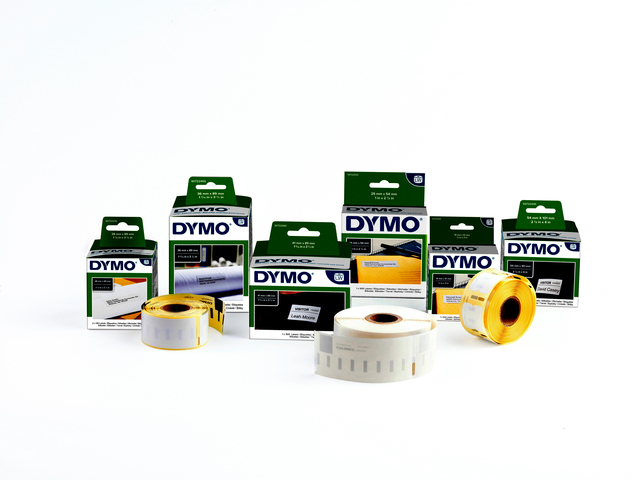 Labeltape Dymo LabelManager D1 polyester 12mm zwart op wit 10 stuks