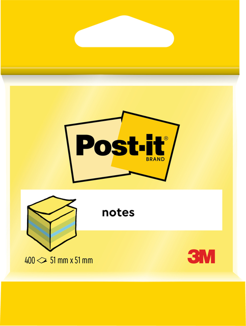 Memoblok 3M Post-it 2012L 51x51mm kubus ass kleur 400 vel