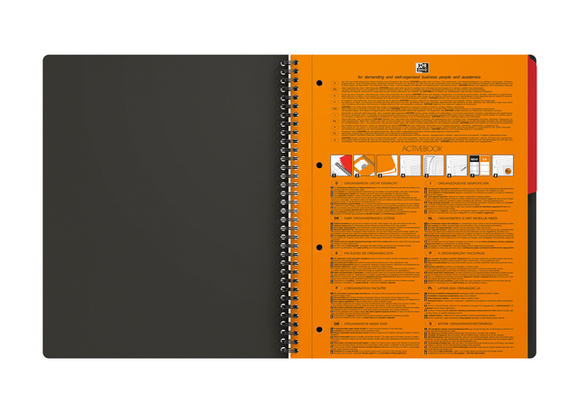 OXFORD International A4+ Polypropylene Twin-wire Activebook 5mm Squares 160 Pages Grey SCRIBZEE® Compatibl