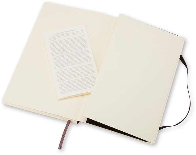 Notitieboek Moleskine large 130x210mm ruit 5x5mm soft cover zwart