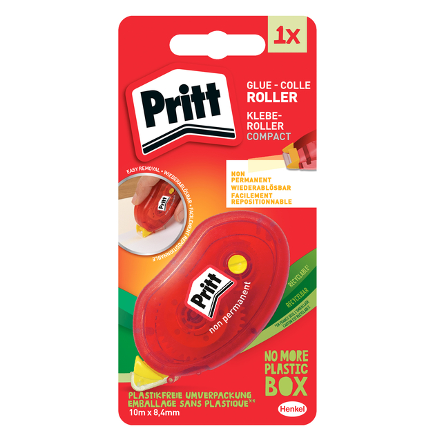 Glue roller Pritt Compact non permanent 10m on blister