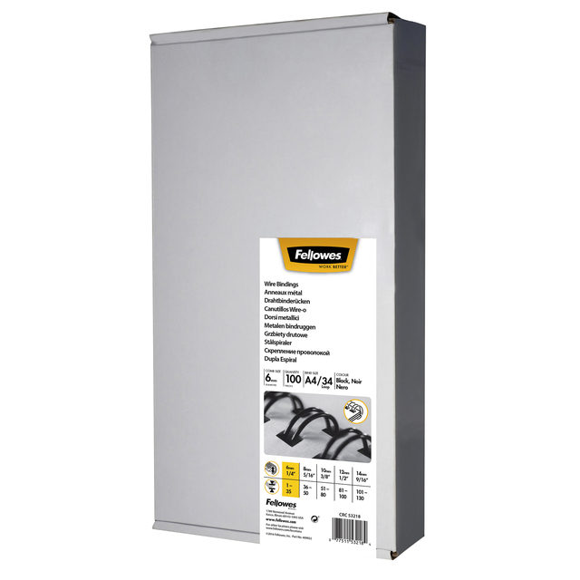 Fellowes Binding Wires Black 6mm Bx100