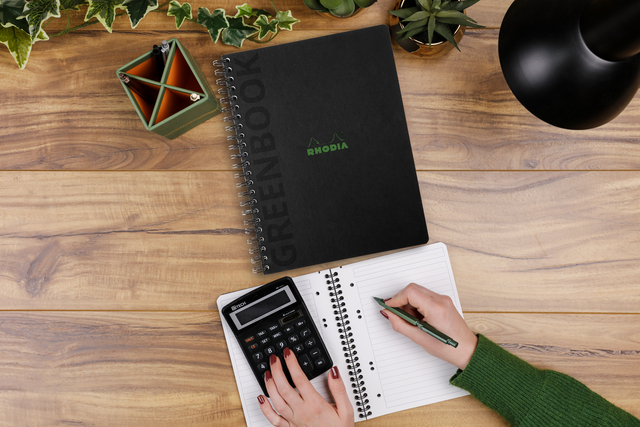 Notitieboek Rhodia Greenbook recycled A4+ lijn 160 pagina's 90gr hc