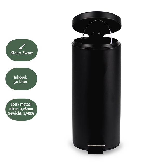 Pedaalemmer BRASQ 30 liter zwart