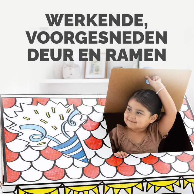 Kartonnen speelhuis XL Verjaardag Bankers Box Play inkleurbaar