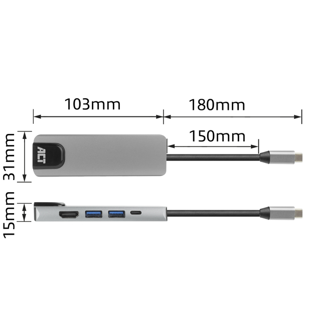 Dockingstation ACT USB-C 4K for 1 HDMI monitor