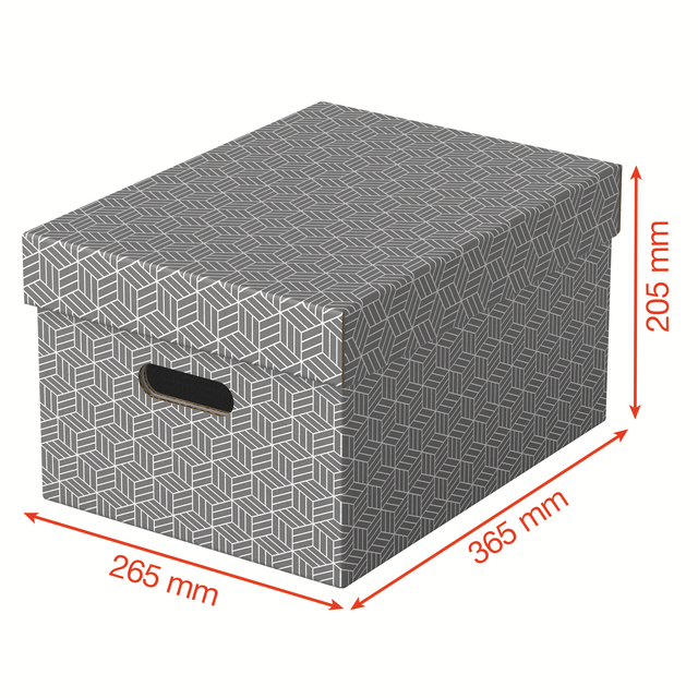 Opbergdoos Esselte home middelgroot 265x205x365mm grijs 3 stuks