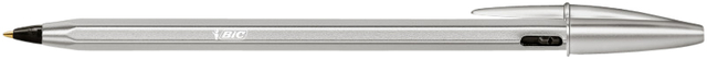 Balpen Bic Cristal Re-new medium zilver + 2 vullingen zwart