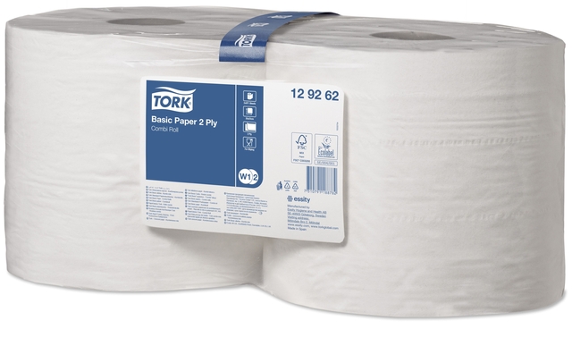 Cleaning paper Tork Basic Combi roll W1/W2 multifunctional 340m white 129262