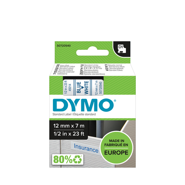 Dymo 4500 Tape Blue/Wht 45014/S0720540