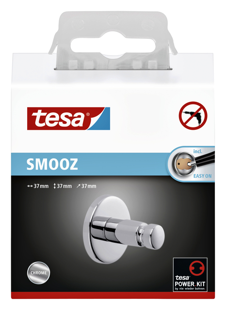 Handdoekhaak tesa® Smooz hoogglans verchroomd metaal zelfkleven
