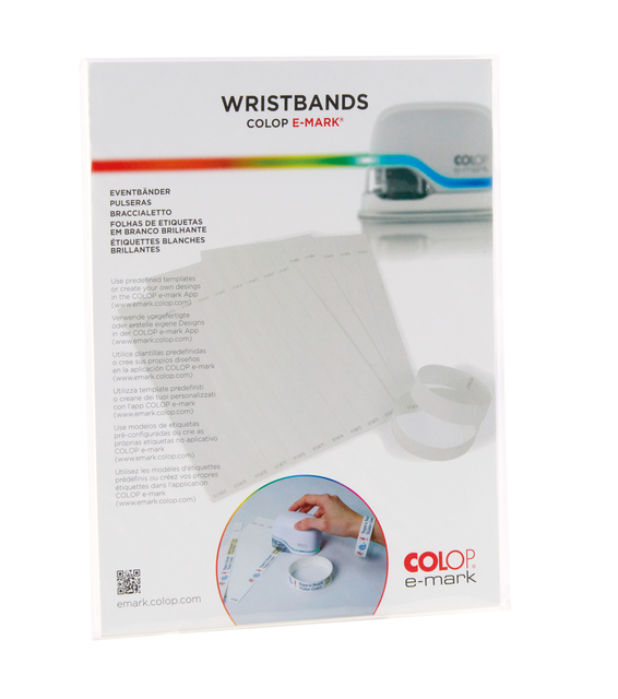 Tekststempel Colop E-Mark polsbandjes 19mm x 250mm 100st