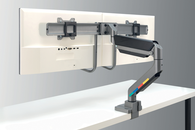 Monitorarm Kensington SmartFit dubbel dwarsbalk en handgreep
