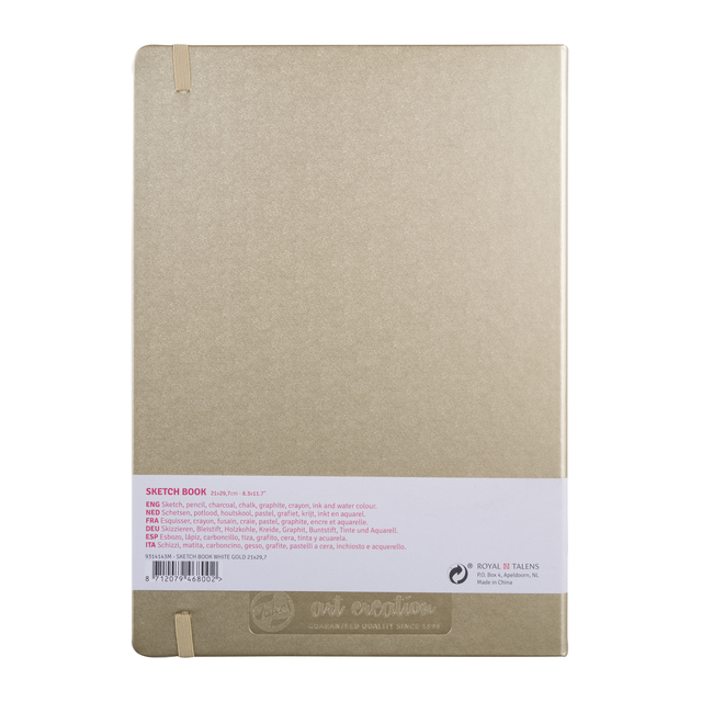 Schetsboek Talens Art Creation 80 witte vellen 140gr 210x300mm witgoud