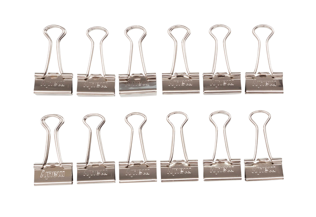 Papierklem MAUL 215 foldback 19mm capaciteit 7mm zilver 12 stuks