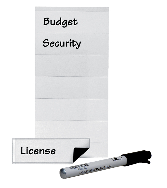 6x 3L magnetic label holders 25x75mm with inserts