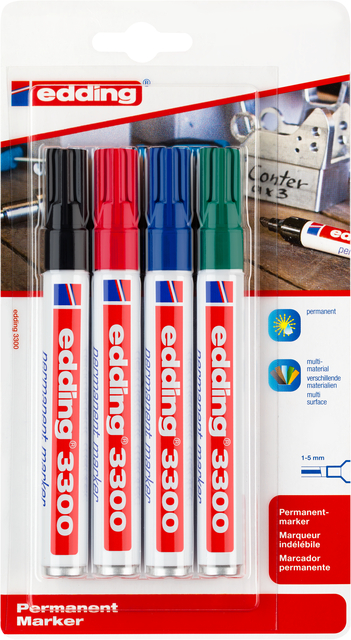edding 3300 permanent marker blister of 4 assorted