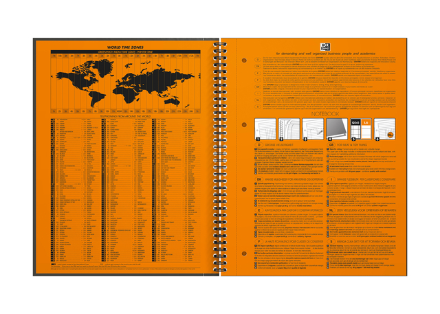 OXFORD International A4+ Hardback Twin-wire Notebook 5mm Squares 160 Pages Grey SCRIBZEE® Compatibl