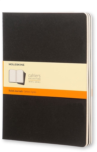 Schrift Moleskine 190x250mm lijn 240 pagina's 70gr zwart set à 3 stuk