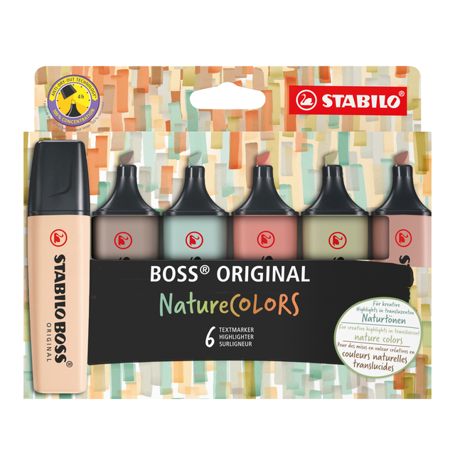 Markeerstift STABILO Boss 70/6 nature colors etui à 6 stuk