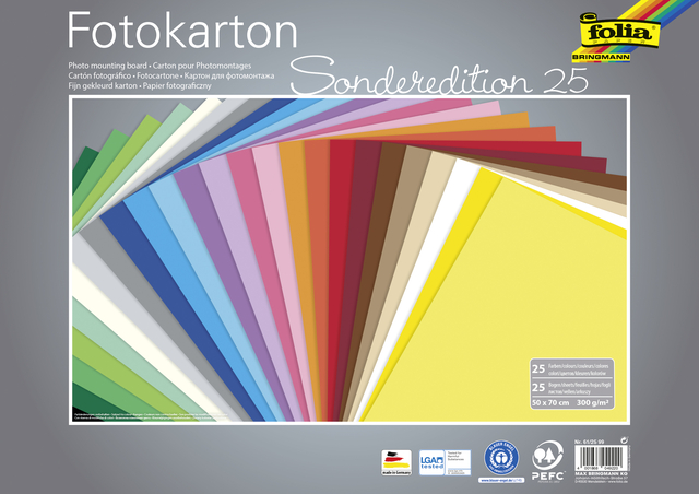 Fotokarton Folia 2-zijdig 50x70cm 300gr 25 vel assorti