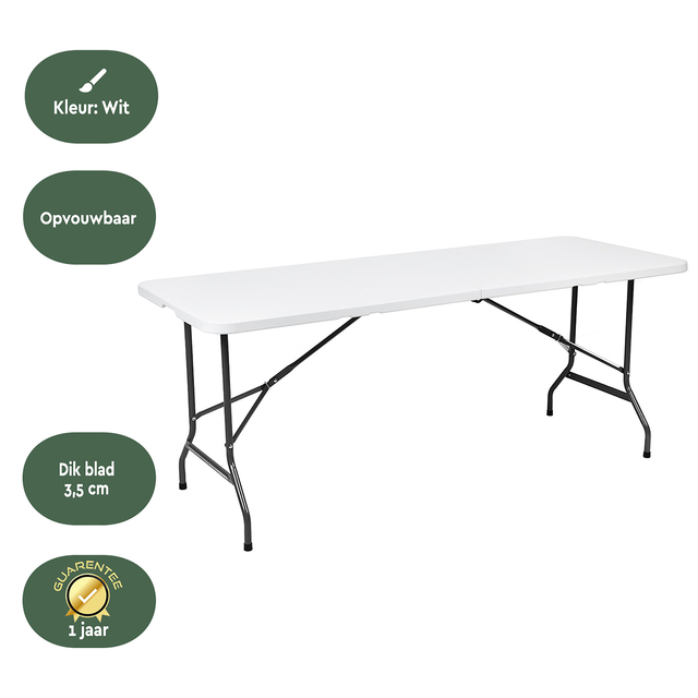 Vouwtafel BRASQ 180x70x74cm FT180 wit