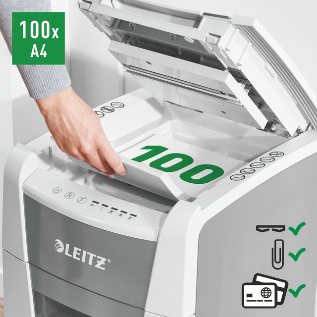 Papiervernietiger Leitz IQ Auto+ Small Office 100 P4 snippers 4x28mm