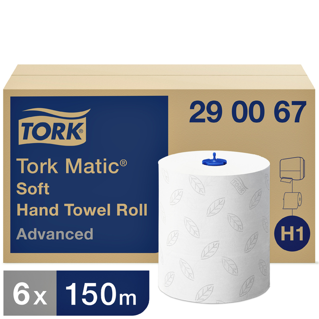 Hand towel roll Tork Matic® H1 advanced 2-ply tear resistant 150m white 29006