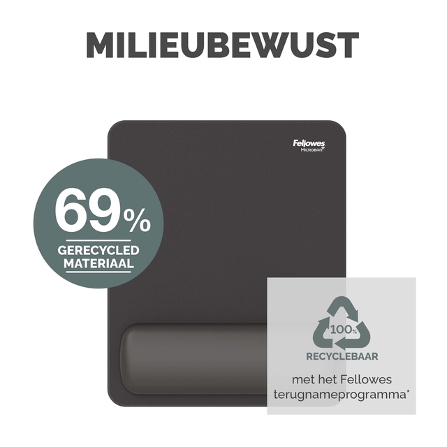 Muismat met polssteun Fellowes Breyta zwart