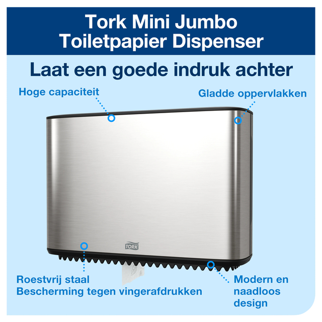 Dispenser Tork Image Line Mini Jumbo Roll T2 Image Closed - Stainless Steel 460006