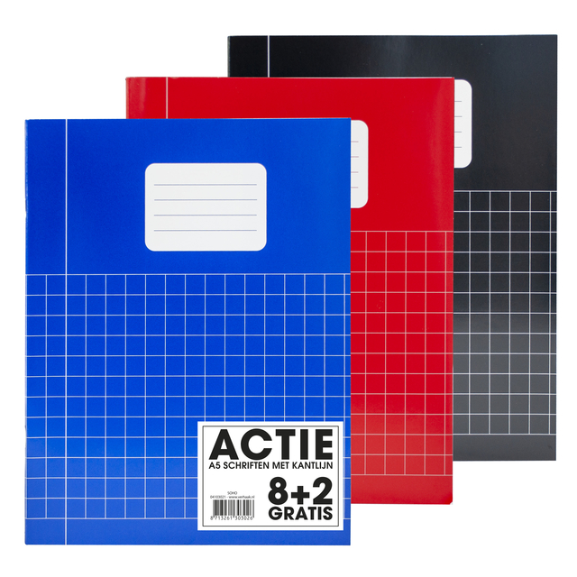 Schrift Verhaak Basic A5 ruit 10x10mm 80 pagina's 60gr assorti