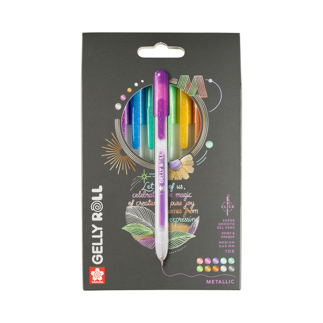 Gelschrijver Sakura Gelly Roll Metallic 08 klikfunctie set à 10 kleuren