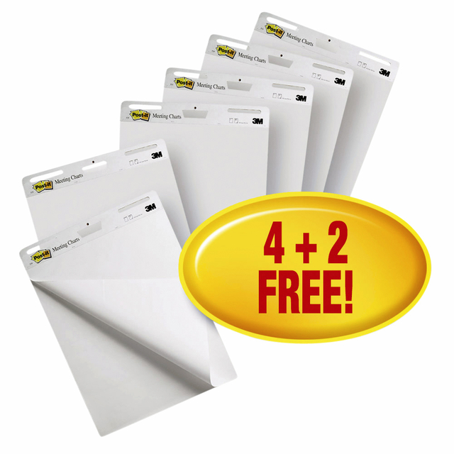 Meeting chart Post-it 559 Super Sticky 63.5x76.2mm white 4+2 free