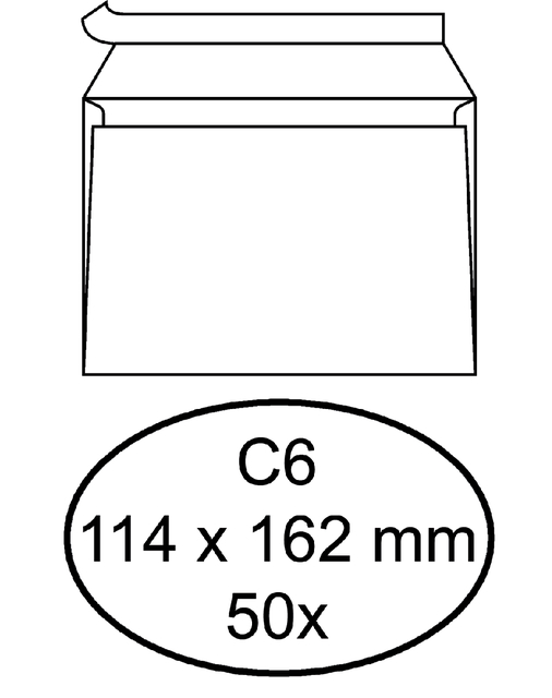 Envelope Quantore bank C6 114x162mm self-adhesive white 50 pieces