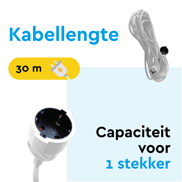 Verlengkabel BRASQ 30m wit