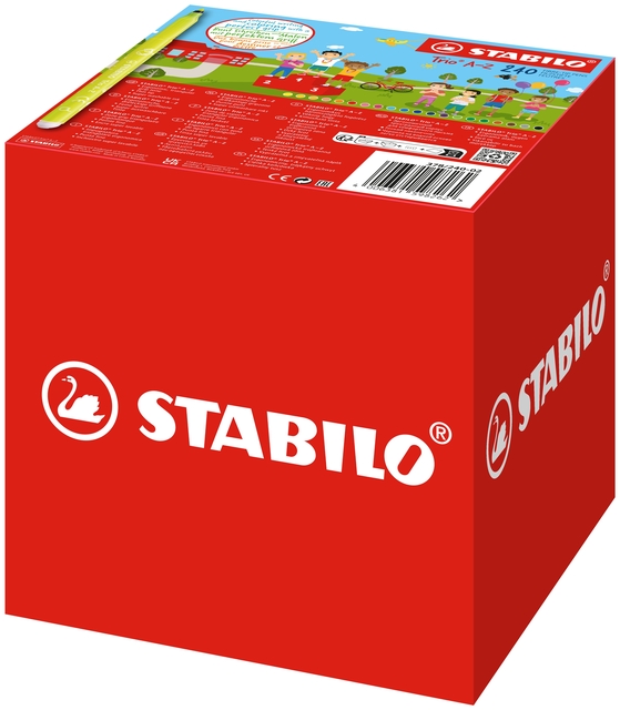 Viltstift STABILO Trio A-Z 378 fijn assorti classpack à 240 stuk