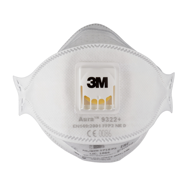 Stofmasker 3M Aura voor schuren 9322 FFP2 met ventiel 10 stuks