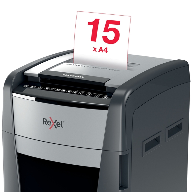 Papiervernietiger Rexel Optimum Auto+ 600X P4 snippers 4x30mm