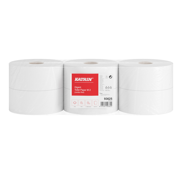 Toiletpapier Katrin Gigant M jumbo medium 2-laags 300m wit 93625