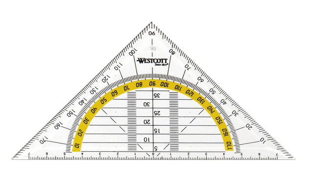 Geometrical set square Westcott 14 cm transparent