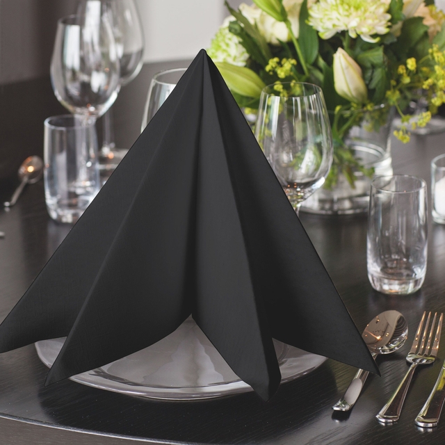 Dinerservet Tork Linstyle Premium 1/4 vouw 1-laags 390x390mm 50 vel zwart 478825