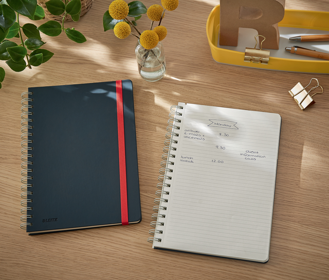 Notitieboek Leitz Cosy B5 160blz 100gr spiraal lijn grijs
