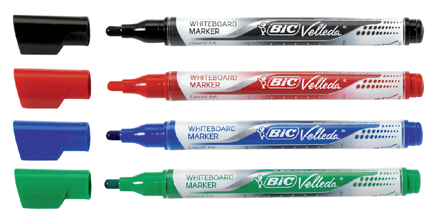 Whiteboardmarker Bic Velleda liquid rond medium assorti 4 stuks